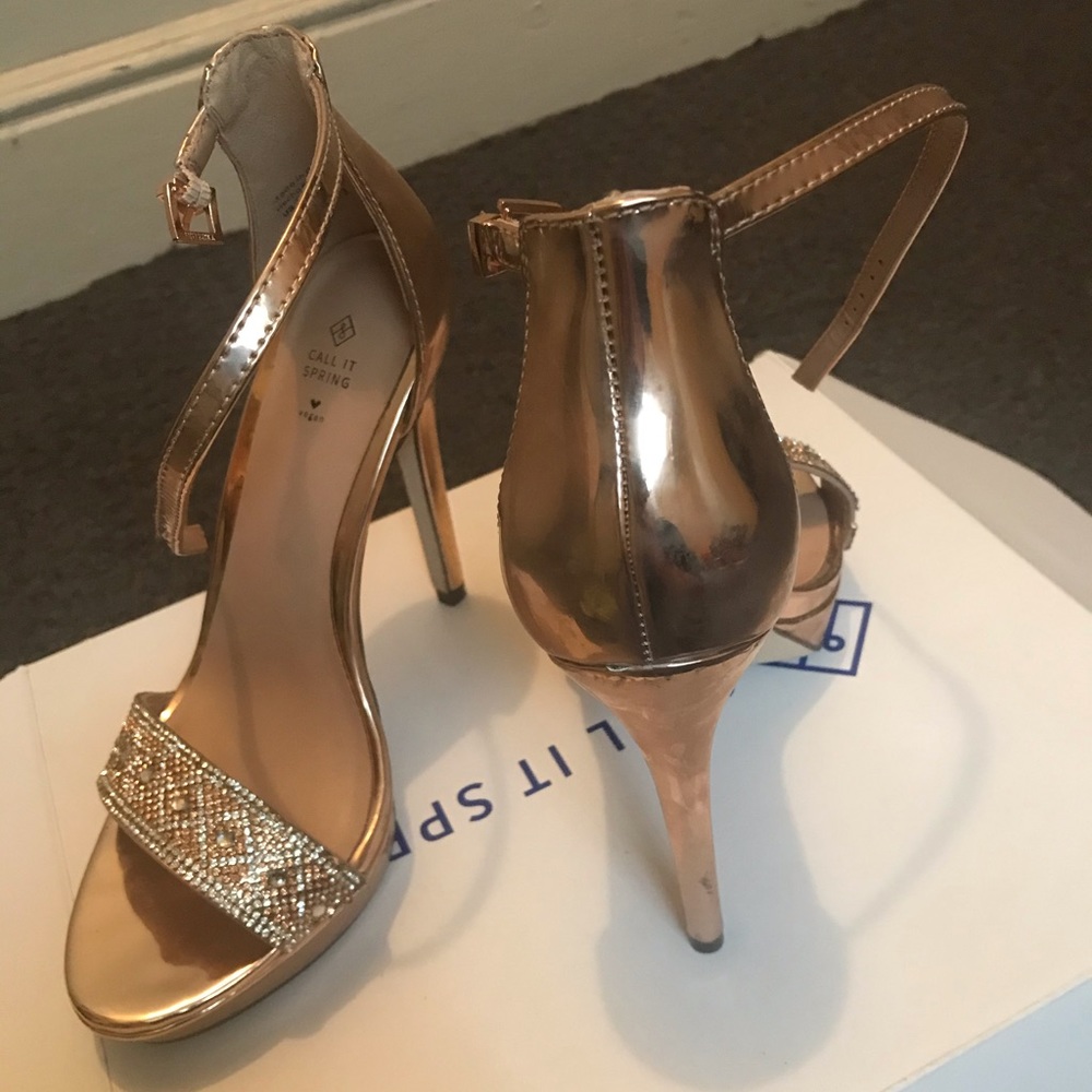 Rose gold call it spring high platform heels